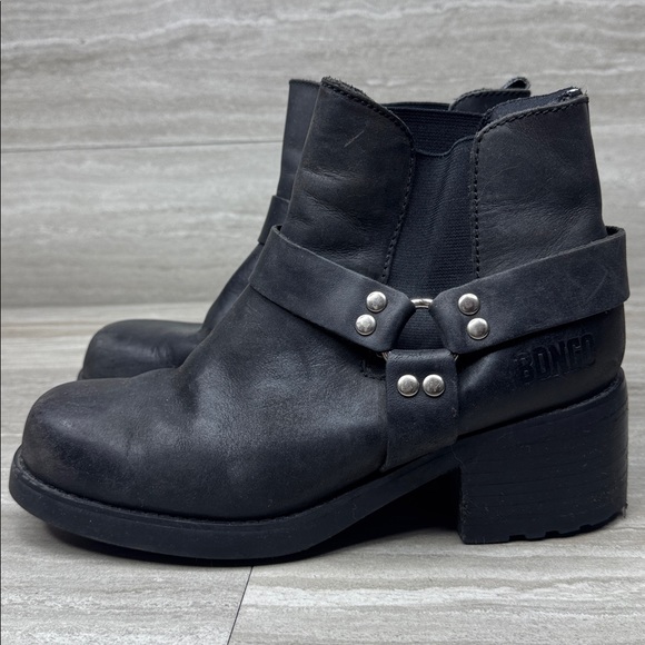 Bongo Black Leather Harness Strap Ankle Moto Boots Womens Size 8 - Picture 10 of 10